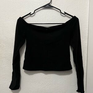 Wild Fable Black Off-Shoulder Long Sleeve Top